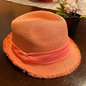 Fringed Edge Orange Fedora Style Hat